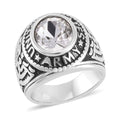 White Glass Men's Ring in Stainless Steel (Size 10.0) - Sticky add to cart bar