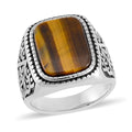 Yellow Tigers Eye Men's Ring in Stainless Steel (Size 10.0) 2.00 ctw - Sticky add to cart bar