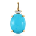 Luxoro 10K Yellow Gold Premium Sleeping Beauty Turquoise and Diamond Accent Pendant 7.15 ctw - Sticky add to cart bar