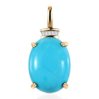 Luxoro 10K Yellow Gold Premium Sleeping Beauty Turquoise and Diamond Accent Pendant 7.15 ctw