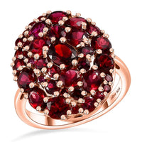 Premium Anthill Garnet Cluster Ring in Vermeil Rose Gold Over Sterling Silver (Size 8.0) 4.60 ctw
