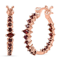Premium Anthill Garnet Inside Out Hoop Earrings in Vermeil Rose Gold Over Sterling Silver 1.60 ctw