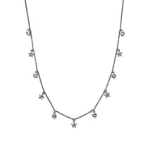 White Topaz Celestial Stars Station Necklace (20 Inches) in Platinum Over Sterling Silver 1.90 ctw