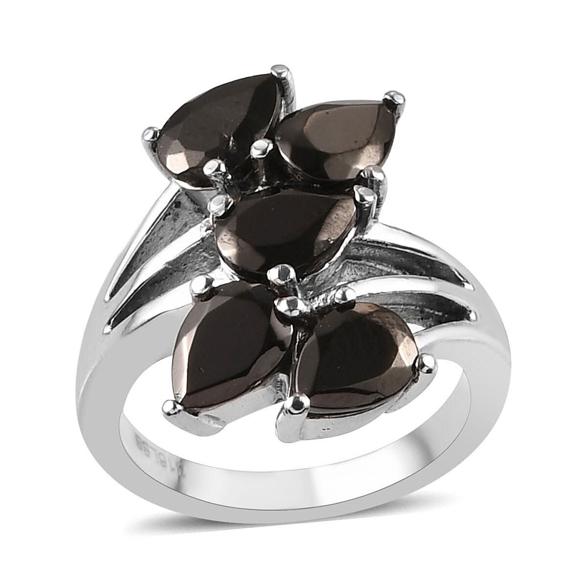 Elite Shungite 5 Stone Ring in Stainless Steel 2.10 ctw