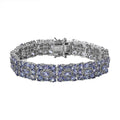 Tanzanite and White Zircon Bracelet in Platinum Over Sterling Silver (7.25 In) 30.50 ctw - Sticky add to cart bar