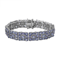 Tanzanite and White Zircon Bracelet in Platinum Over Sterling Silver (7.25 In) 30.50 ctw