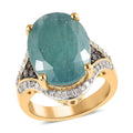 Grandidierite, Natural Champagne and White Diamond Ring in Vermeil Yellow Gold Over Sterling Silver 10.25 ctw - Sticky add to cart bar