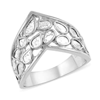 Polki Diamond Ring in Platinum Over Sterling Silver (Size 5.0) 1.00 ctw