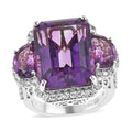 Amethyst and White Zircon Ring in Platinum Over Sterling Silver 19.70 ctw - Sticky add to cart bar