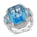 TLV Sky Blue Topaz, White Zircon Ring in Platinum Over Sterling Silver (Size 10.0) 24.75 ctw - Sticky add to cart bar