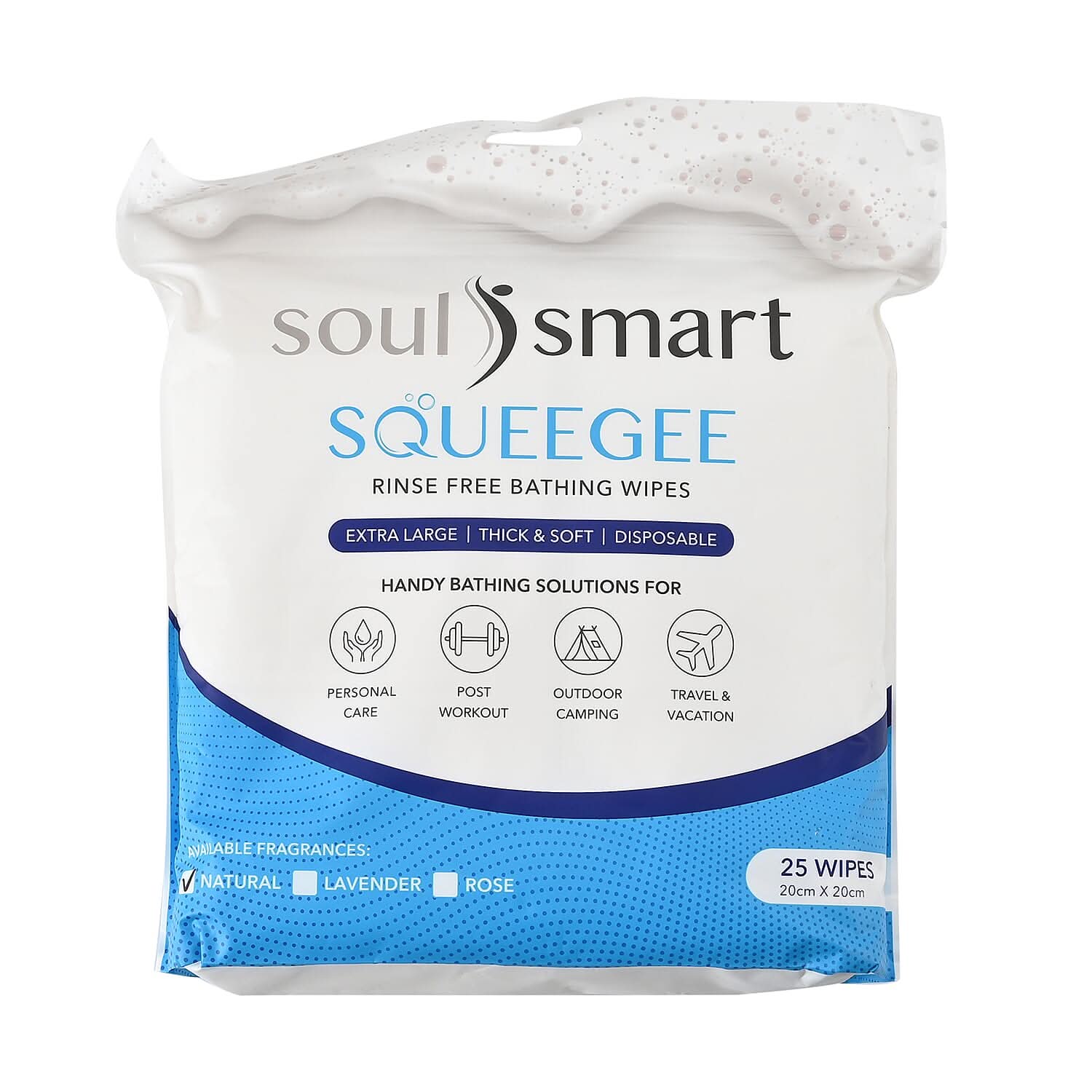 TLV Rinse Free Sponge Bath Wipes - Nature Scent (7.87"x787") (1 Set of 25 Pcs)