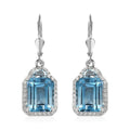 Sky Blue Topaz and White Zircon Lever Back Earrings in Platinum Over Sterling Silver 13.50 ctw - Sticky add to cart bar