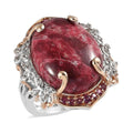Norwegian Thulite and Multi Gemstone Ring in Vermeil RG and Platinum Over Sterling Silver 19.65 ctw - Sticky add to cart bar