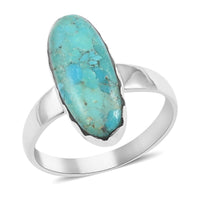 Santa Fe Style Kingman Turquoise Ring in Sterling Silver (Size 10.0) 3.00 ctw