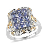 Tanzanite Ring in Vermeil YG and Platinum Over Sterling Silver 1.40 ctw