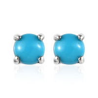 Sleeping Beauty Turquoise Solitaire Stud Earrings in Platinum Over Sterling Silver 0.50 ctw