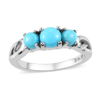 Premium Sleeping Beauty Turquoise 3 Stone Ring in Stainless Steel (Size 10.0) 1.10 ctw