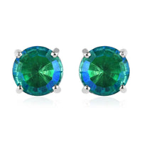Peacock Quartz (Triplet) Stud Earrings in Platinum Over Sterling Silver 4.35 ctw