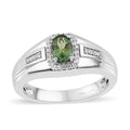 Green Apatite and White Zircon Men's Ring in Platinum Over Sterling Silver (Size 10.0) 1.00 ctw - Sticky add to cart bar