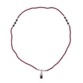 Simulated Ruby and Multi Gemstone Pendant with Mozambique Garnet Beaded Necklace 20 Inches in Silvertone 53.10 ctw - Sticky add to cart bar