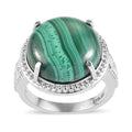 African Malachite Solitaire Ring in Stainless Steel (Size 10.0) 15.00 ctw - Sticky add to cart bar
