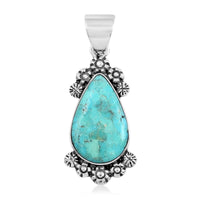 Santa Fe Style Kingman Turquoise Pendant in Sterling Silver 6.50 ctw