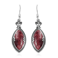 Artisan Crafted Norwegian Thulite Dangling Earrings in Sterling Silver 15.65 ctw