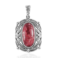 Artisan Crafted Norwegian Thulite Solitaire Pendant in Sterling Silver 11.50 ctw