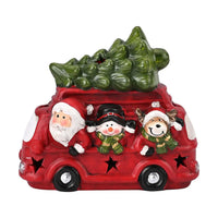 Ceramic Decoration Truck and Santa Clause Shape with Led Light (7.48"x4.33"x7")