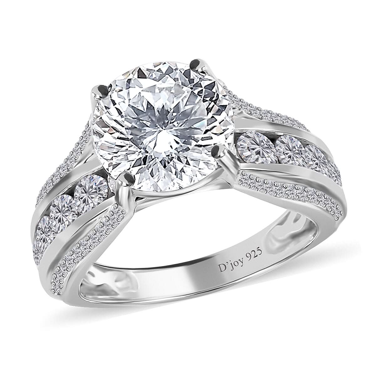120 Facets Moissanite Ring in Platinum Over Sterling Silver 4.85 ctw
