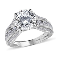 120 Facets Moissanite Ring in Platinum Over Sterling Silver 4.85 ctw