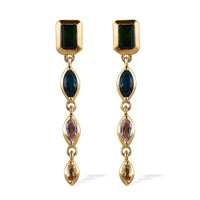 Mixed Gemstones and Shapes Dangle Earrings in Vermeil Yellow Gold Over Sterling Silver 2.35 ctw