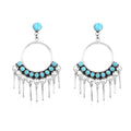 Santa Fe Style Kingman Turquoise Earrings in Sterling Silver 2.25 ctw - Sticky add to cart bar