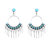 Santa Fe Style Kingman Turquoise Earrings in Sterling Silver 2.25 ctw