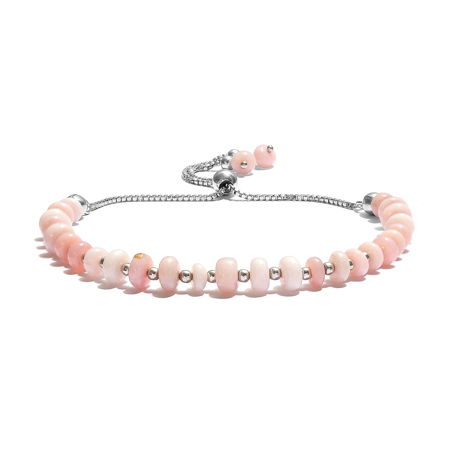 Pink Opal Beaded Bolo Bracelet  25.00 ctw