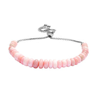 Pink Opal Beaded Bolo Bracelet in Sterling Silver 25.00 ctw
