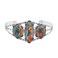 Santa Fe Style Spiny Turquoise Cuff Bracelet in Sterling Silver (6.50 in) 22.50 ctw