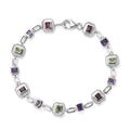 Multi Gemstone Bracelet in Platinum Over Sterling Silver (7.25 In) 3.25 ctw - Sticky add to cart bar