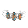 Santa Fe Style Spiny Turquoise Cuff Bracelet in Sterling Silver (6.50 in) 21.00 ctw - Sticky add to cart bar