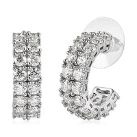 Moissanite Half Hoop Earrings in Platinum Over Sterling Silver 4.90 ctw