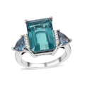 Teal Fluorite, Multi Gemstone Ring in Rhodium Over Sterling Silver (Size 10.0) 11.25 ctw - Sticky add to cart bar