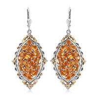Salamanca Fire Opal Lever Back Earrings in Vermeil Yellow Gold and Platinum Over Sterling Silver 5.10 ctw