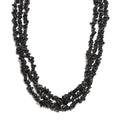 Black Tourmaline Chips 3 Row Necklace 20 Inches in Sterling Silver 560.00 ctw - Sticky add to cart bar