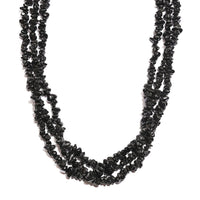 Black Tourmaline Chips 3 Row Necklace 20 Inches in Sterling Silver 560.00 ctw