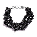 Black Tourmaline 207.00 ctw Chips 3 Row Bracelet in Sterling Silver (7.25 In) - Sticky add to cart bar