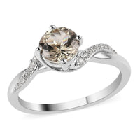 AAA Turkizite and White Zircon Ring in Platinum Over Sterling Silver (Size 10.0) 1.30 ctw