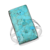 Santa Fe Style Kingman Turquoise Ring in Sterling Silver 10.50 ctw
