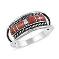 Santa Fe Style Plum Coral Ring in Sterling Silver 2.75 ctw - Sticky add to cart bar