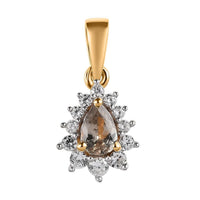 Turkizite and White Zircon Sunburst Pendant in Vermeil Yellow Gold Over Sterling Silver 0.70 ctw