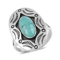 Santa Fe Style Kingman Turquoise Ring in Sterling Silver 1.50 ctw